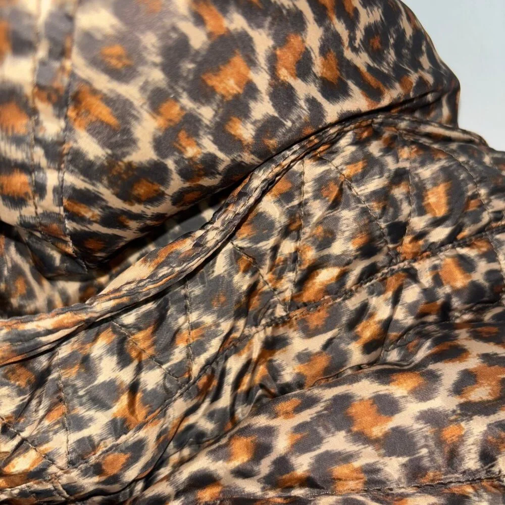 Scotch & Soda Maison Scotch Punk Radar Women's Leopard Print Down Puffer Coat L - Picture 6 of 16